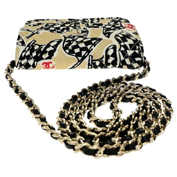 CHANEL CC Checkered Flag Year-End Gift Chain Mini Shoulder Bag Canvas 685RL020 - Picture 3 of 16